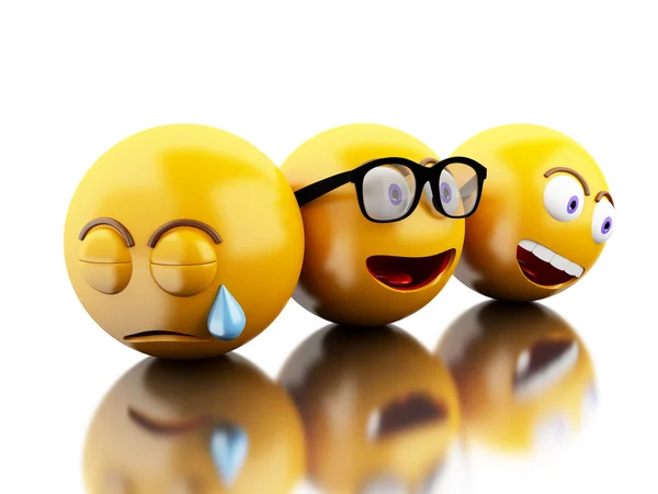 얼굴 표정으로 3d Emojis 아이콘. — 스톡 사진