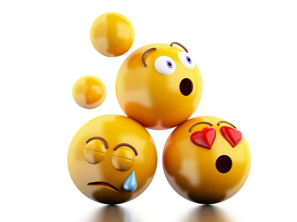 Iconos de emoticonos 3d con expresiones faciales . — Foto de Stock