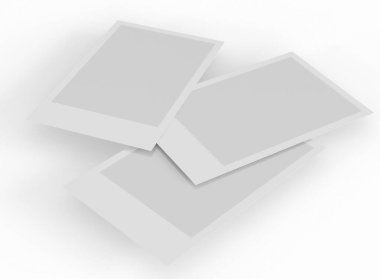 3D Illustration. Beyaz arkaplandaki boş anlık fotoğraf çerçeveleri. fotoğraf çerçevesi tasarım şablonu.