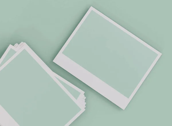 Ilustração Conjunto Molduras Instantâneas Branco Fundo Verde Modelo Design Moldura — Fotografia de Stock