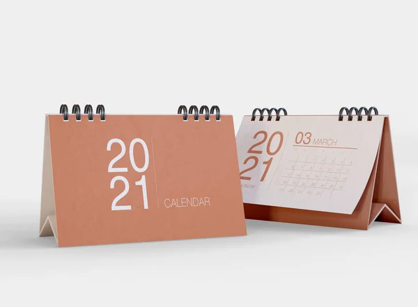 Ilustração Calendários Mesa Ano 2021 Isolado Fundo Branco Calendário Espiral — Fotografia de Stock