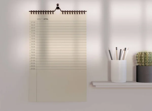Ілюстрація Щоденний Календар Висить Стіні Спіральний Календар Вертикальний Шаблон Дизайну — стокове фото