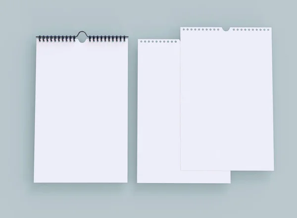 Ilustración Calendario Pared Blanco Con Páginas Blanco Sobre Fondo Aislado —  Fotos de Stock