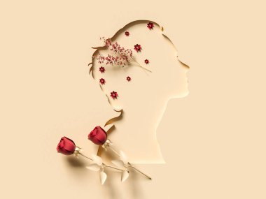 8 Mart 'ta kağıt kesiği kadın yüzüyle