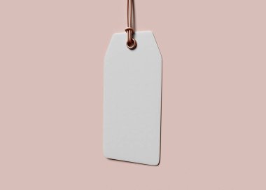 3D Illustration. White blank tag.