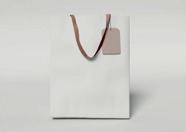 3D Illustration. Etiketli alışveriş çantası..