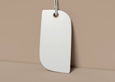 3D Illustration. İple bağlanmış boş etiket.