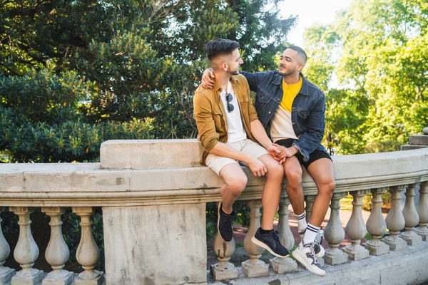 Gay couple spending time together at the park. — Stock Photo, Image