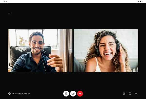 Business people on a work video call from home. Stock Photo