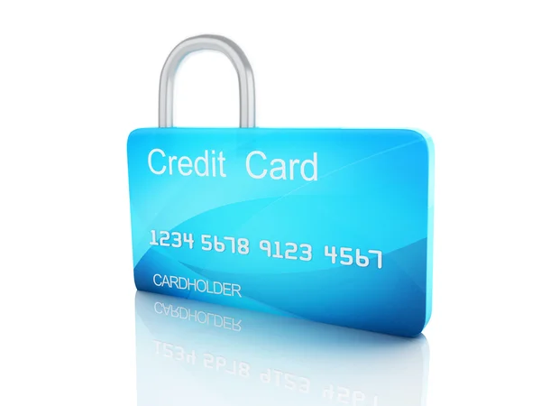 信用卡和白色背景上的 lock.safe 银行概念 — 图库照片