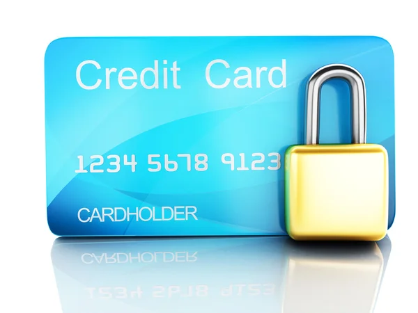 Carta di credito e lock.safe concetto bancario su sfondo bianco — Foto Stock