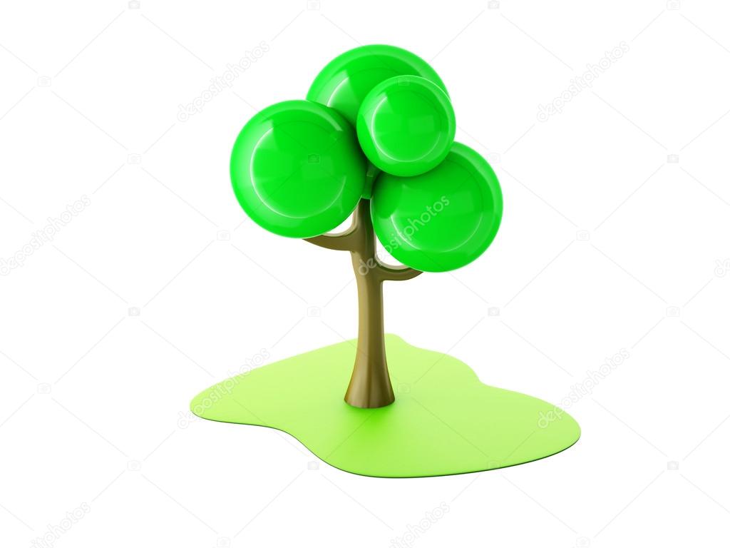 3d tree on white background