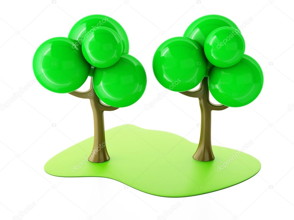 3d tree on white background