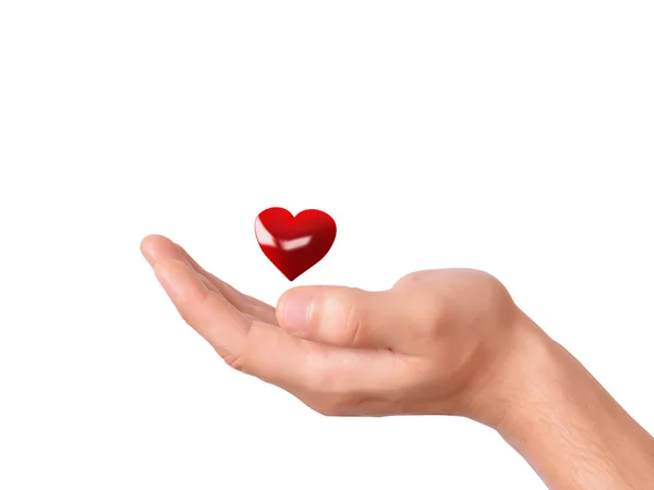 Red heart in hand. love concept — Stock Photo, Image