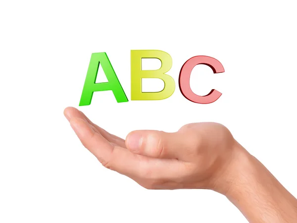 Hand holding letters ABC symbol on white Background — Stock Photo, Image