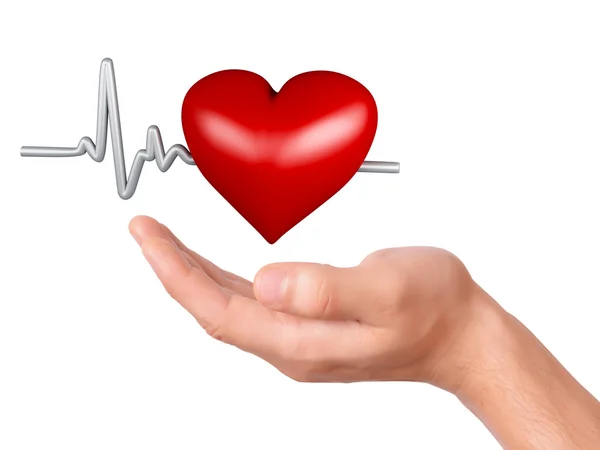 Hand holding red heart. healthcare and medicine concept — Stock Photo, Image