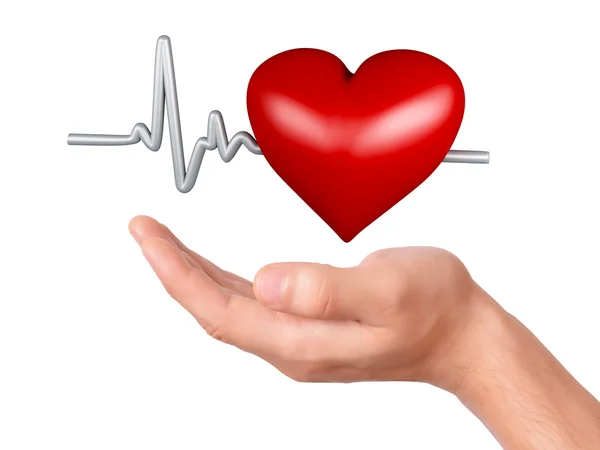 Hand holding red heart. healthcare and medicine concept — Stock Photo, Image