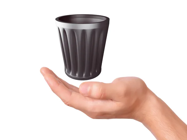 Hand met recycle bin op witte achtergrond — Stockfoto