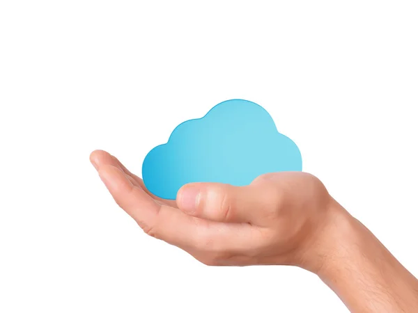 Main tenir le symbole cloud computing — Photo