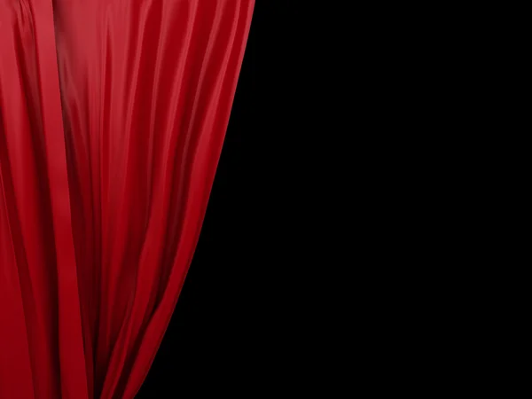 Opening red curtain on black background — Stock Photo, Image