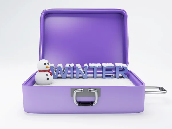 Cestovní kufr. Zimní dovolená koncept. — Stock fotografie
