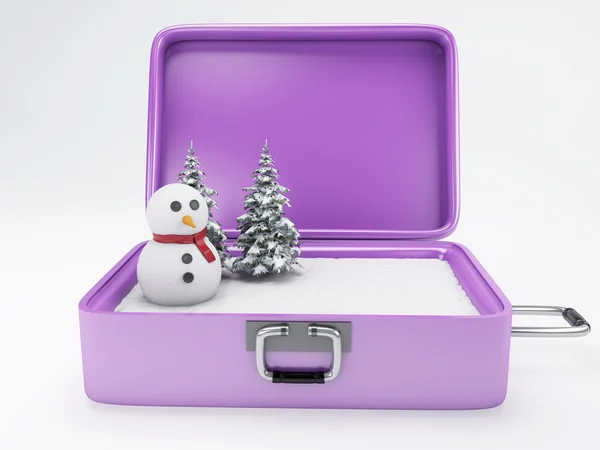 Podróży walizkę. zimowe wakacje koncepcja. — Zdjęcie stockowe