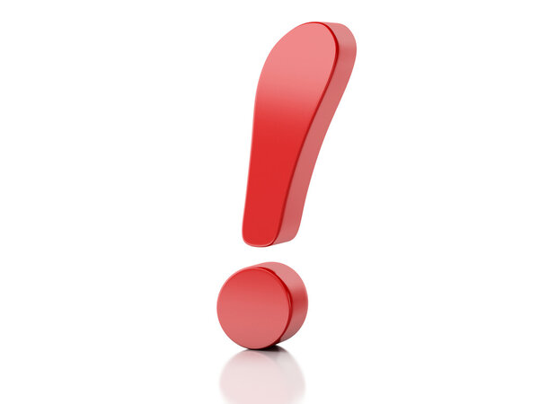 Red exclamation mark 3d illustration