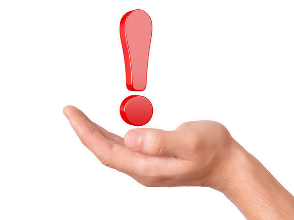 Красный восклицательный знак на белом фоне
