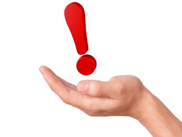 Красный восклицательный знак на белом фоне
