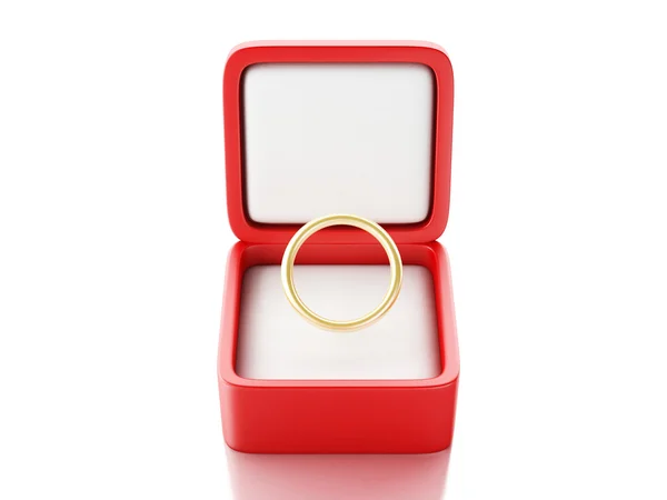 Χρυσό δαχτυλίδι σε κουτί δώρου — Φωτογραφία Αρχείου