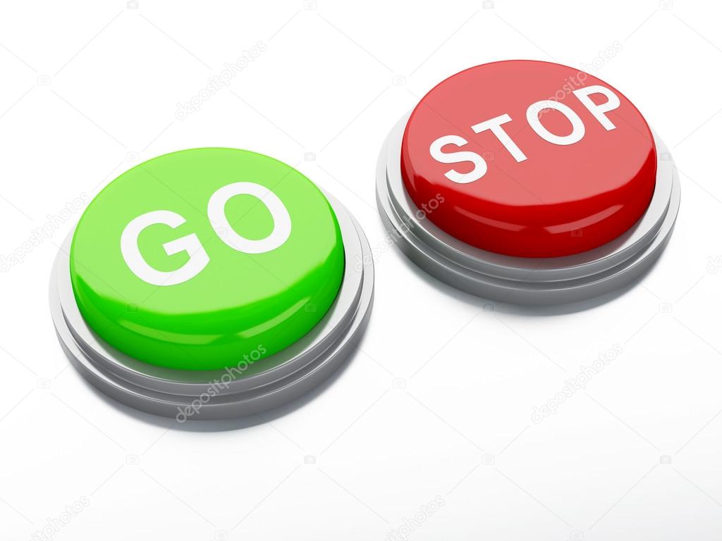 go adnd stop buttons. 3d illustration
