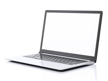 Modern Laptop beyaz ekran ile. illüstrasyon