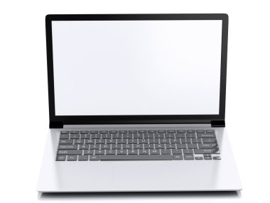 Modern Laptop beyaz ekran ile. illüstrasyon