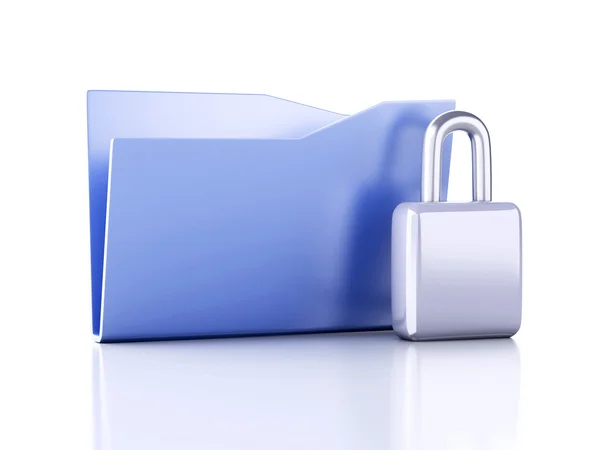 Folder and lock. Data security concept. 3d illustration — Stock Photo, Image