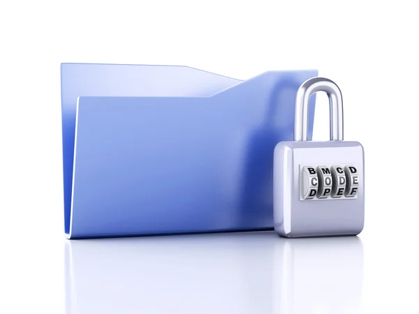 Folder and lock. Data security concept. 3d illustration — Stock Photo, Image