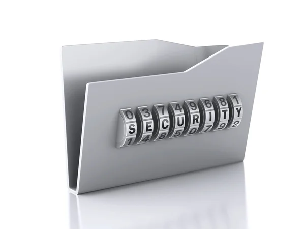 Folder and lock. Data security concept. 3d illustration — Stock Photo, Image