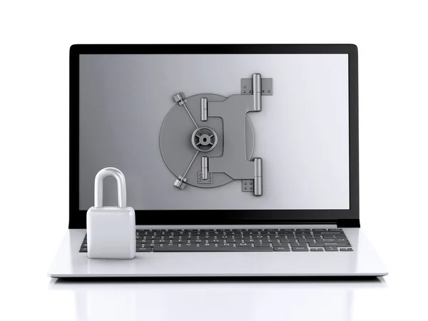 Laptop and combination Lock. Data security concept. — Stock Photo, Image