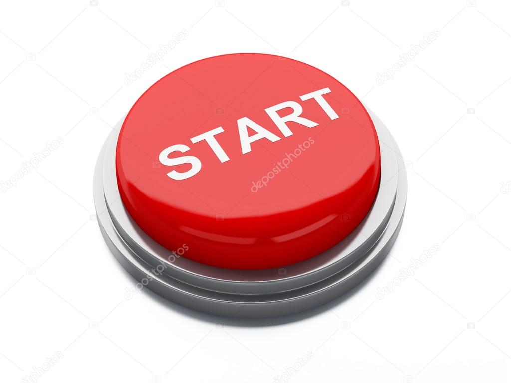 Red start button. 3d illustration