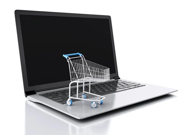 3d Shopping cart. Online shopping concept — Stock Photo, Image
