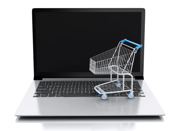 Carro de compras 3d. Concepto de compras online — Foto de Stock