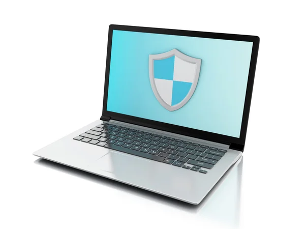 3d laptop with shield. internet security, antivirus concept — Stock Photo, Image