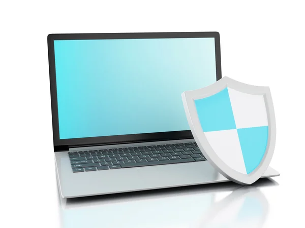 3d laptop with shield. internet security, antivirus concept — Stock Photo, Image