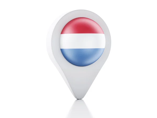 3D kaart aanwijzer Nederland vlag pictogram op witte achtergrond — Stockfoto