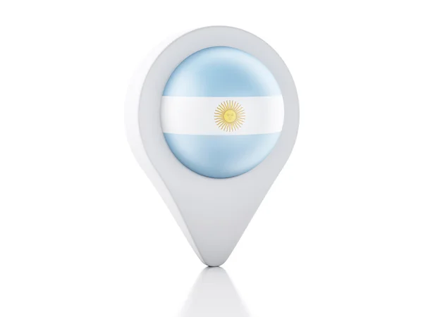 3d Mapa puntero icono de la bandera de Argentina sobre fondo blanco —  Fotos de Stock