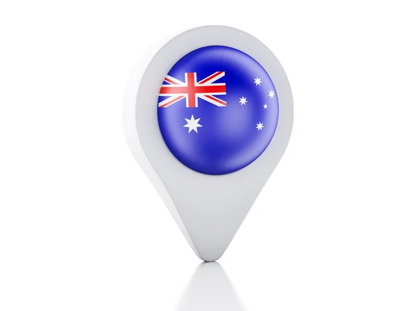 白色背景上的 3d 地图指针澳大利亚国旗图标 — 图库照片