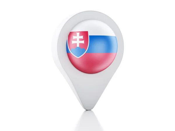 3D kaart aanwijzer Slowakije vlag pictogram op witte achtergrond — Stockfoto
