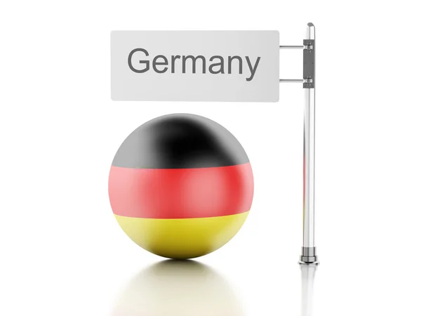 Deutschland-Fahne und Wegweiser. 3D Renderer Illustration. — Stockfoto