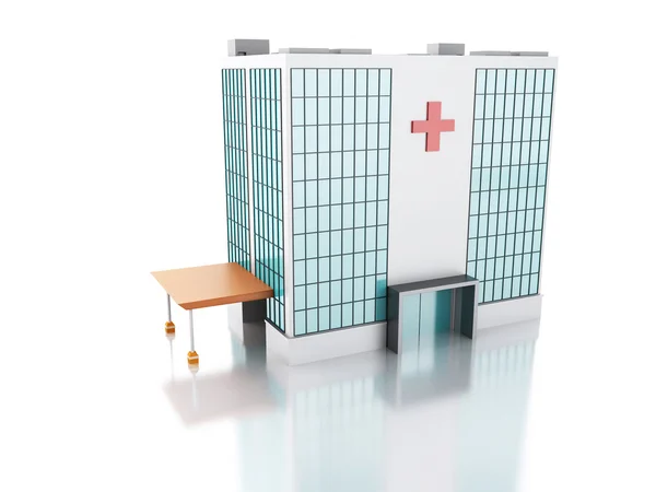 Ilustração 3d. Edifício hospitalar sobre fundo branco isolado — Fotografia de Stock