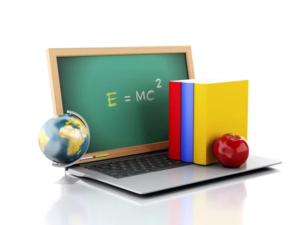 Laptop com quadro-negro. conceito de educação online. Ilustração 3d — Fotografia de Stock