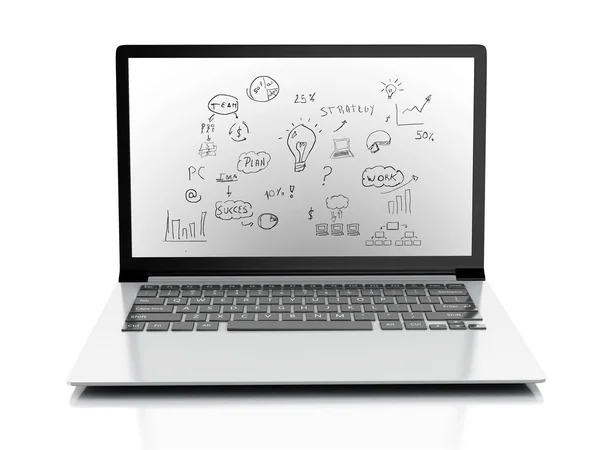 Geschäftskonzept auf Laptop-PC zeichnen. — Stockfoto